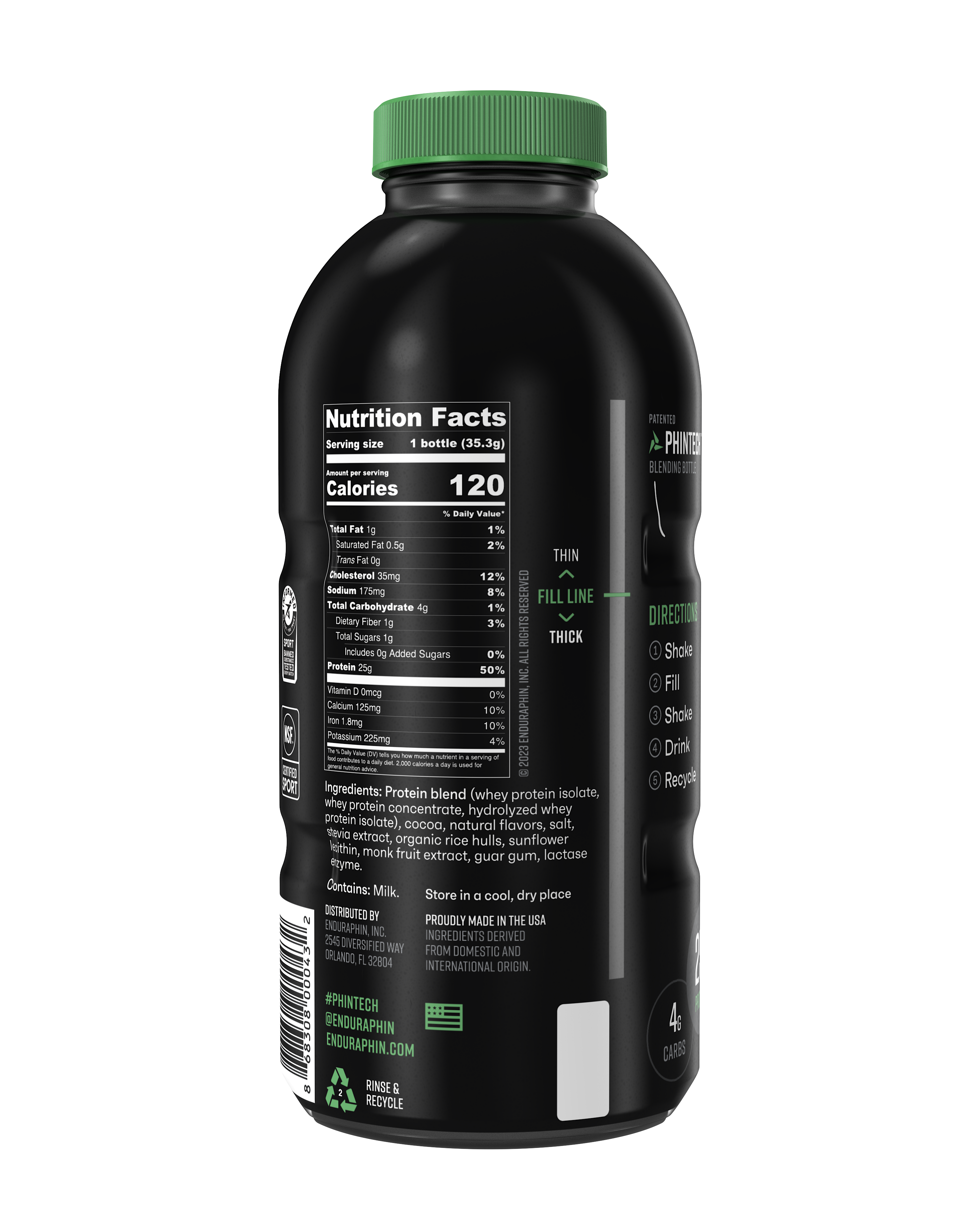 Enduraphin Whey Protein PHINTECH™ Bottle - Chocolate