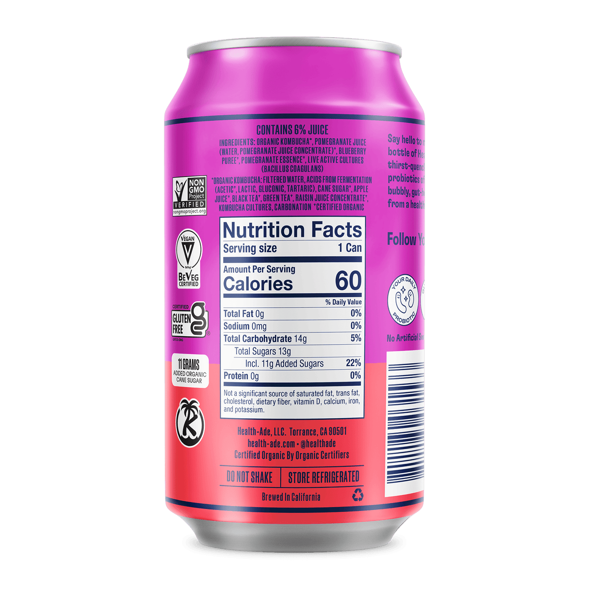 Health-Ade Kombucha in Cans — Pomegranate Blueberry (12-pack, 11.5oz)