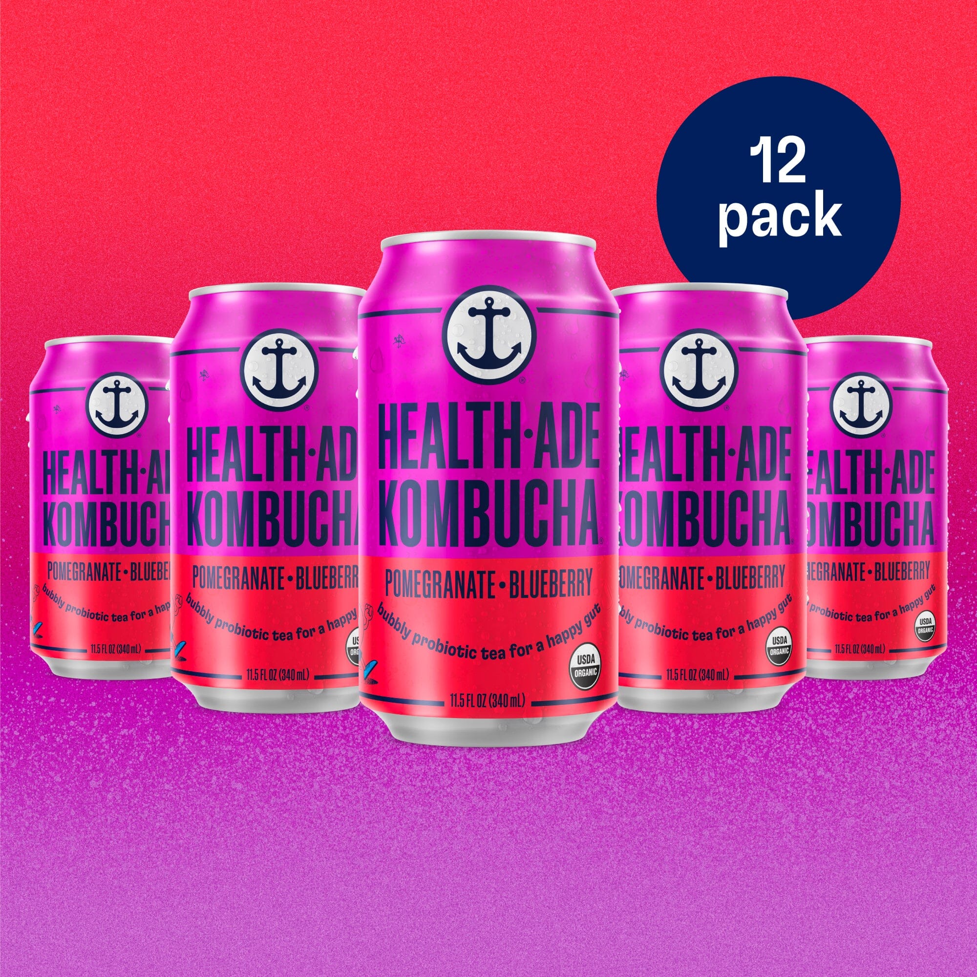 Health-Ade Pomegranate Blueberry Kombucha 12-pack of cans