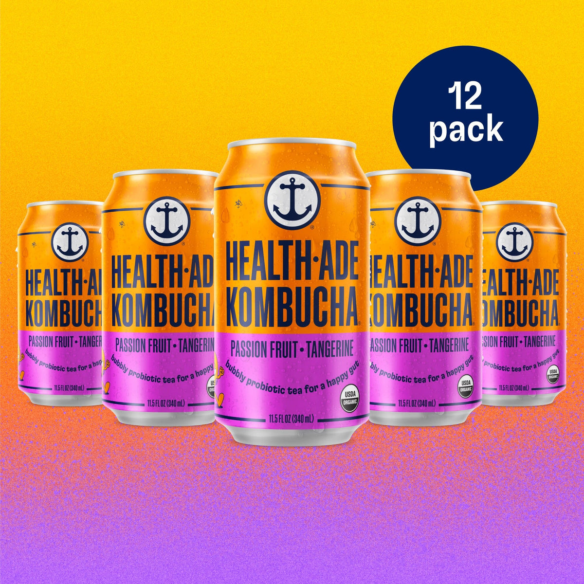 Health-Ade Kombucha in Cans — Passion Fruit-Tangerine (12-pack, 11.5oz)