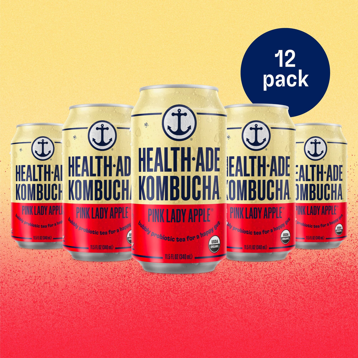 Health-Ade Kombucha in Cans — Pink Lady Apple (12-pack, 11.5oz)