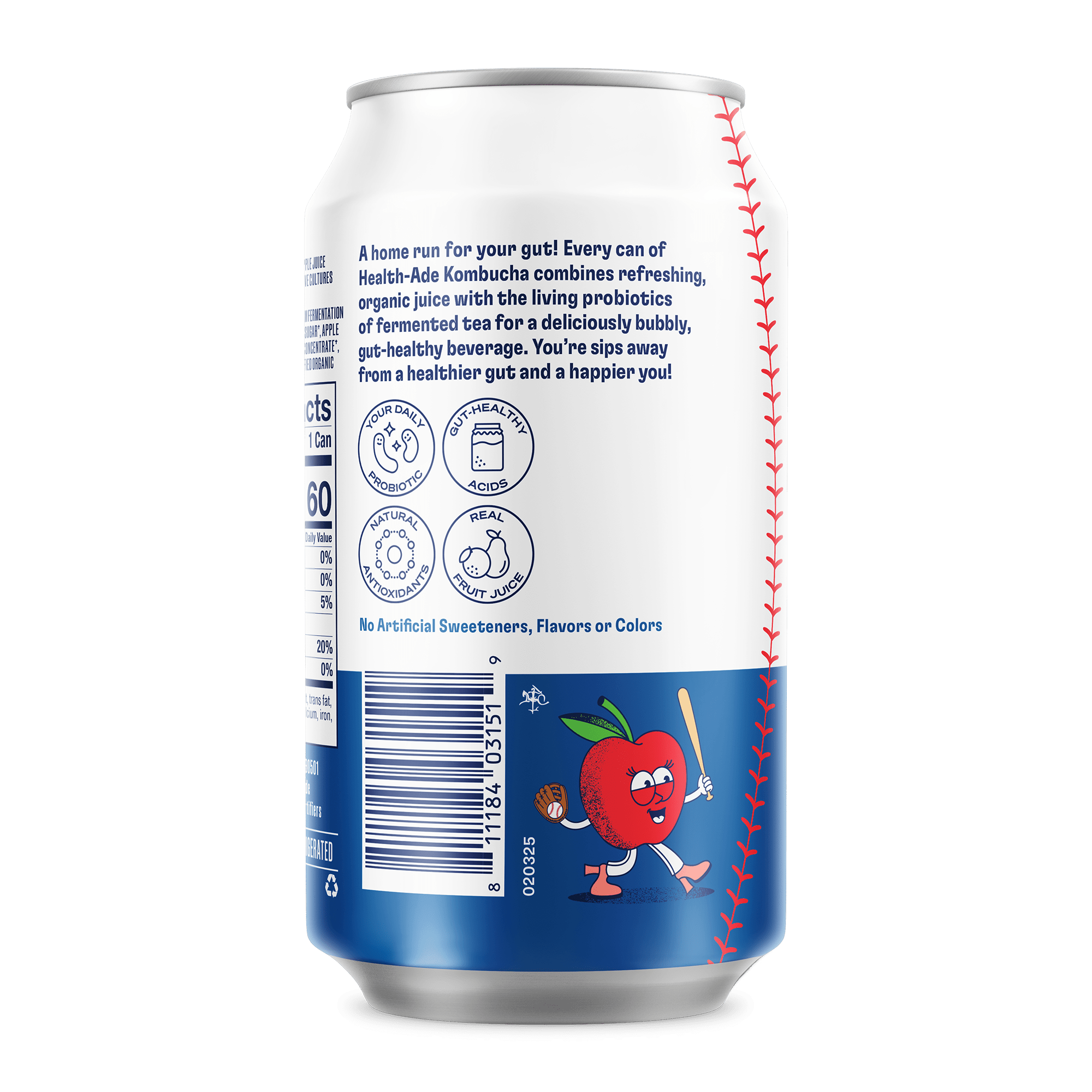 Health-Ade Pink Lady Apple Kombucha LA Dodgers can, left side