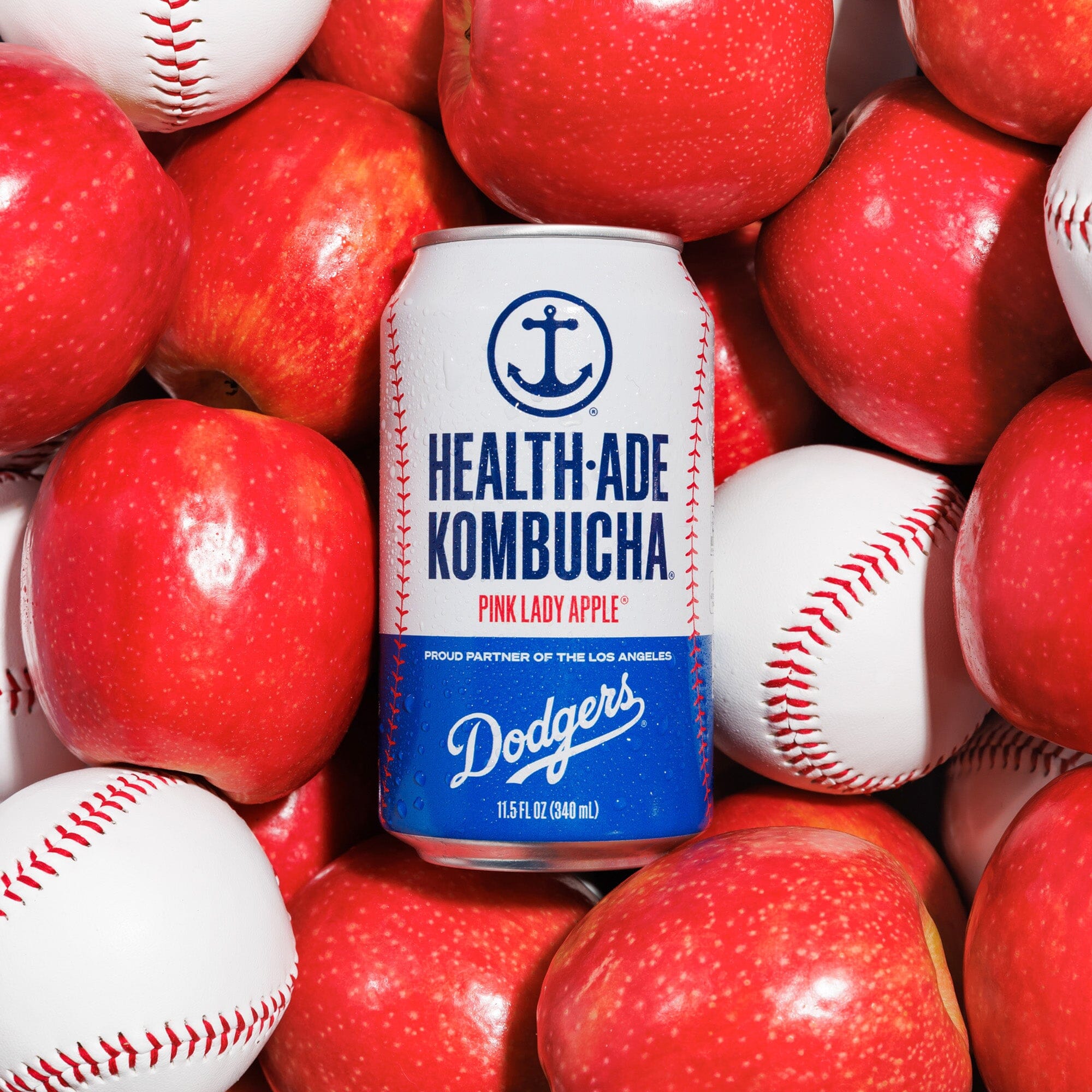Health-Ade Pink Lady Apple Kombucha LA Dodgers custom can lifestyle image