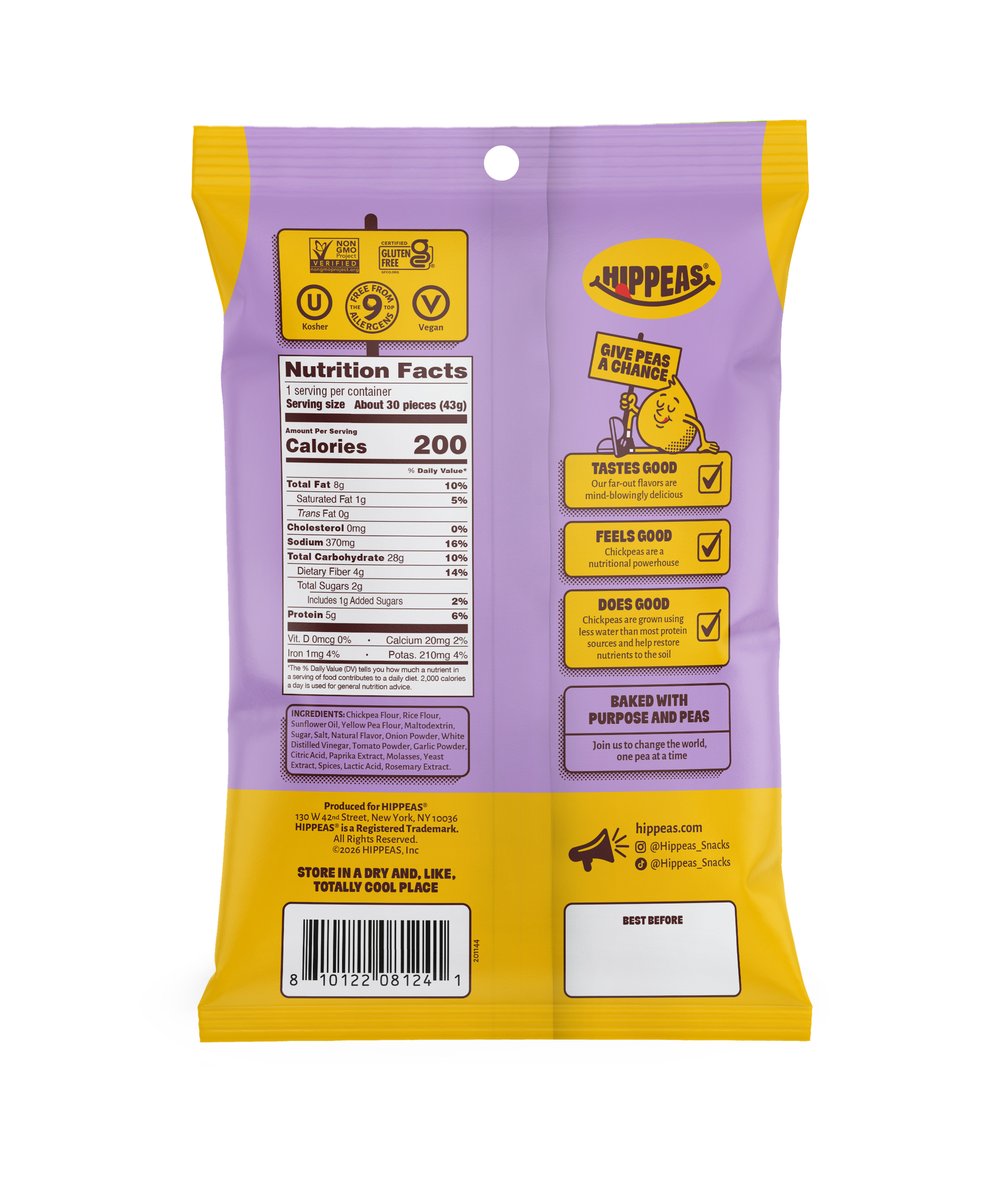 Hippeas "All Dressed Up" BBQ Chickpea Puffs 1.5oz (12ct)