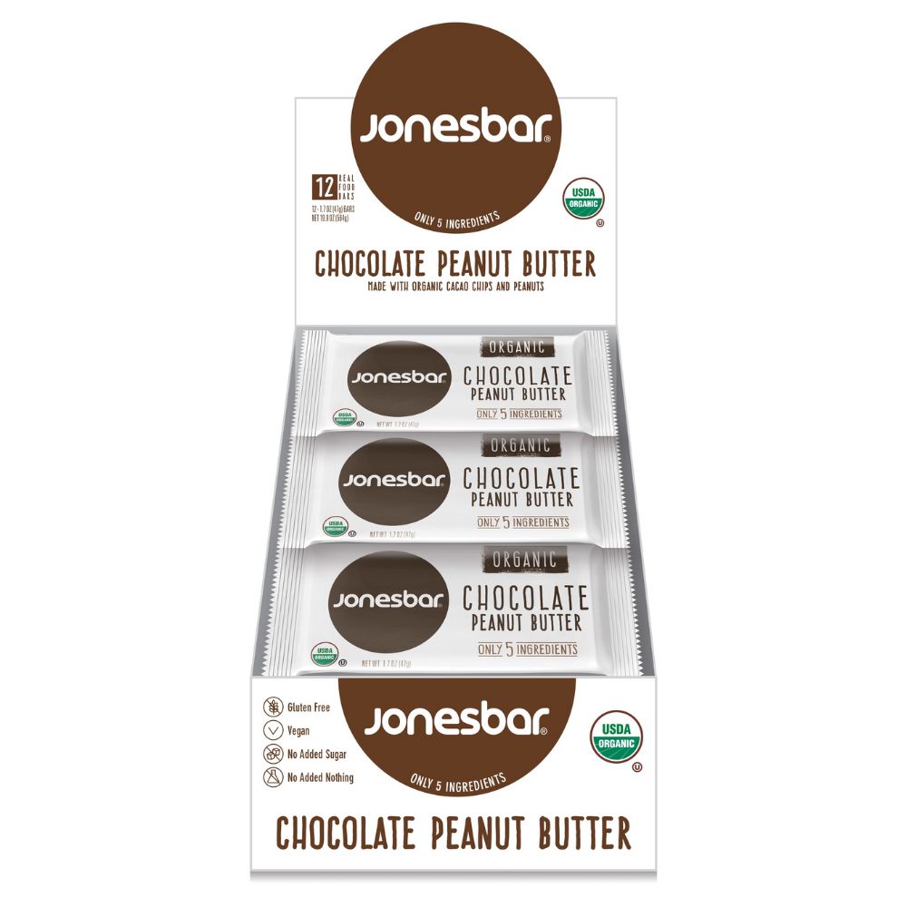 Jonesbar Chocolate Peanut Butter Organic Energy Bar 1.7oz (12ct)