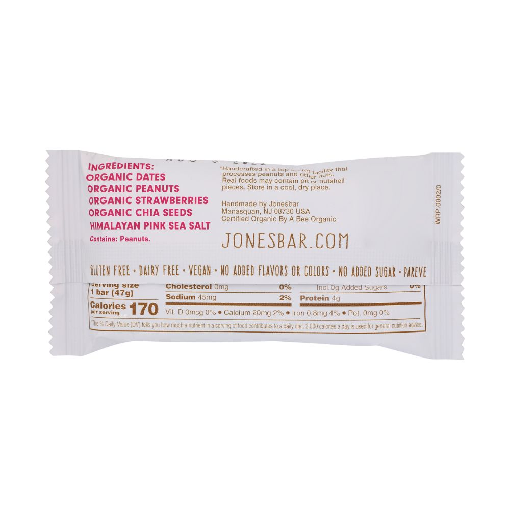 Jonesbar PB+J Peanut Butter & Jelly Organic Energy Bar 1.7oz (12ct)