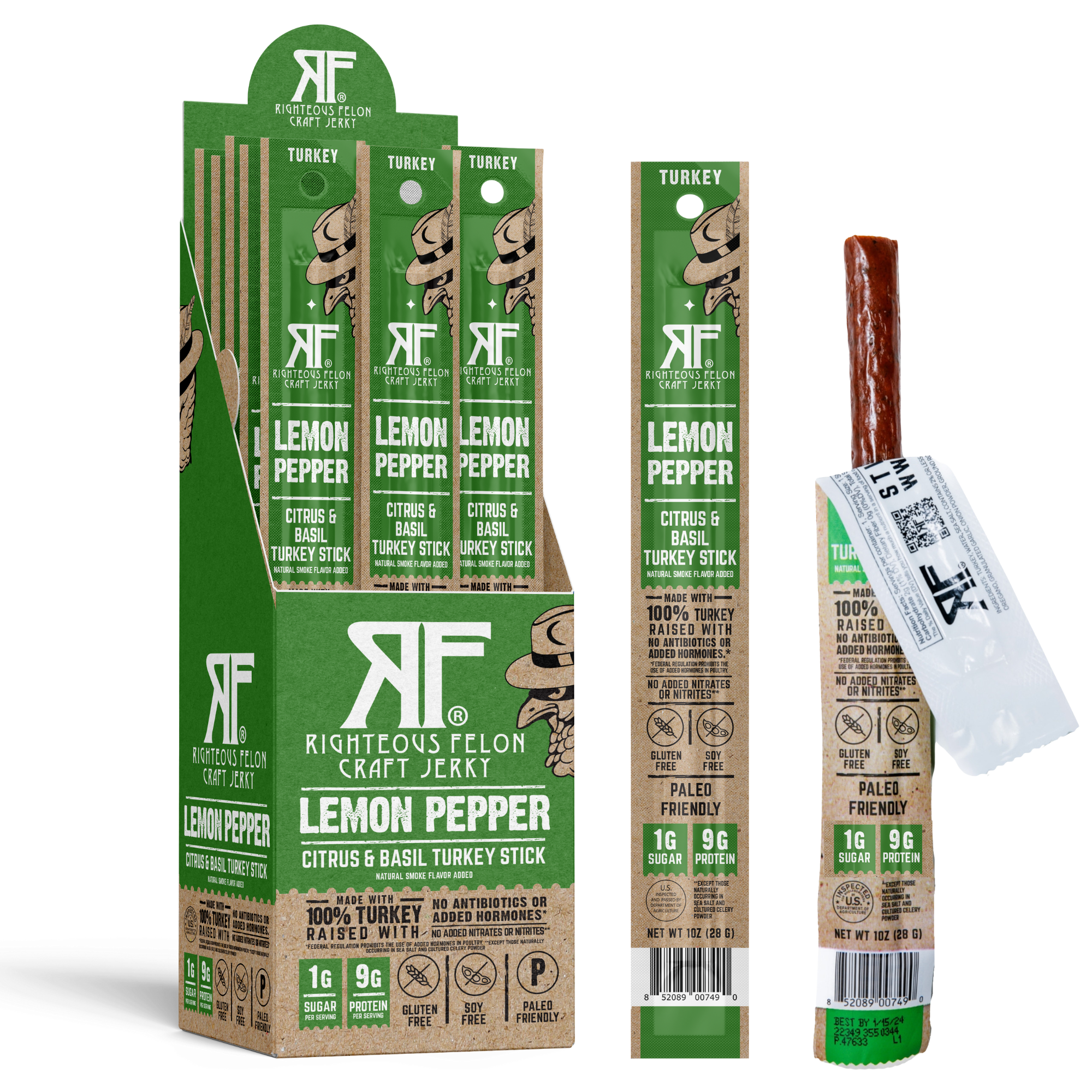 Righteous Felon Lemon Pepper Turkey Stick 1oz (24ct)