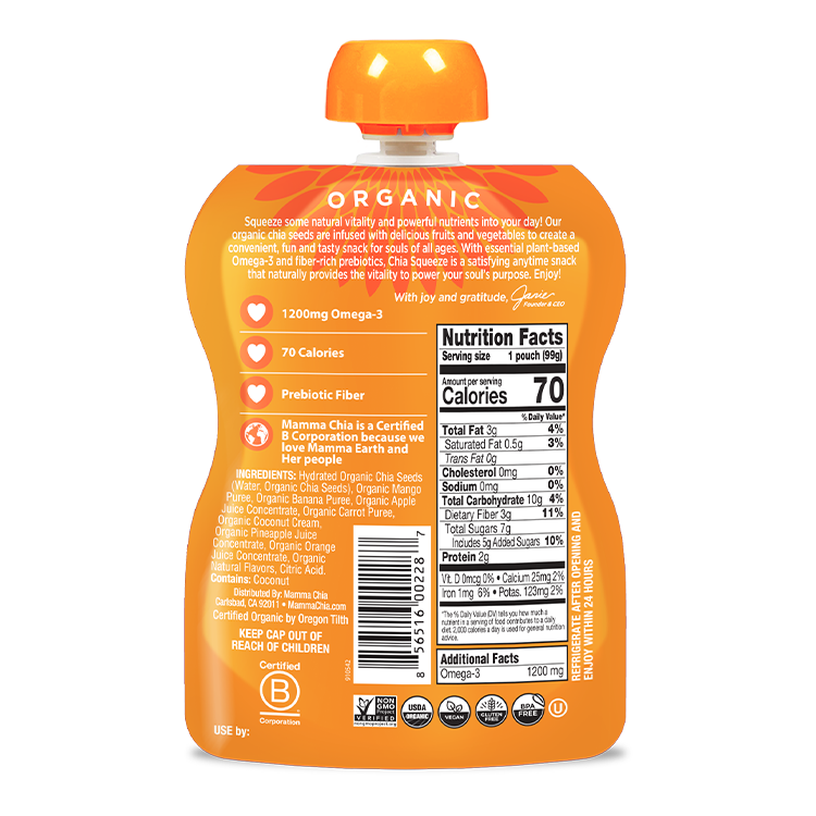 Mango Coconut Organic Chia Squeeze
