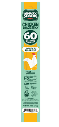 Mighty Spark Chicken Snack Sticks 1 oz - Honey & Jalapeño (48 Sticks)