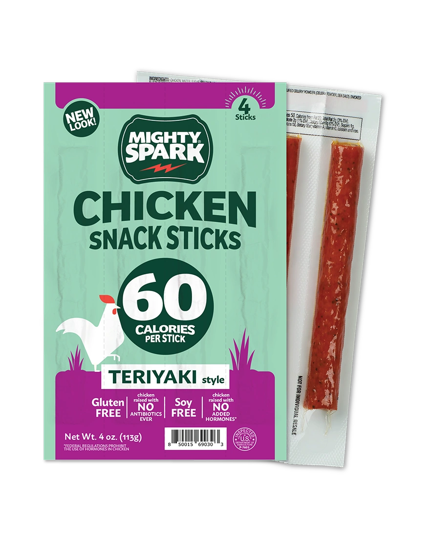 Mighty Spark Teriyaki Style Chicken Snack Sticks