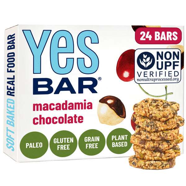YES BAR Macadamia Chocolate - The Clean Fuel Bar Athletes Crave (24 Pack)