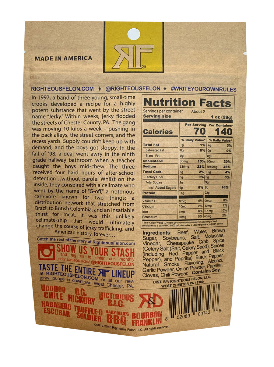 Righteous Felon Maryland Monroe Beef Jerky 2oz (8ct)