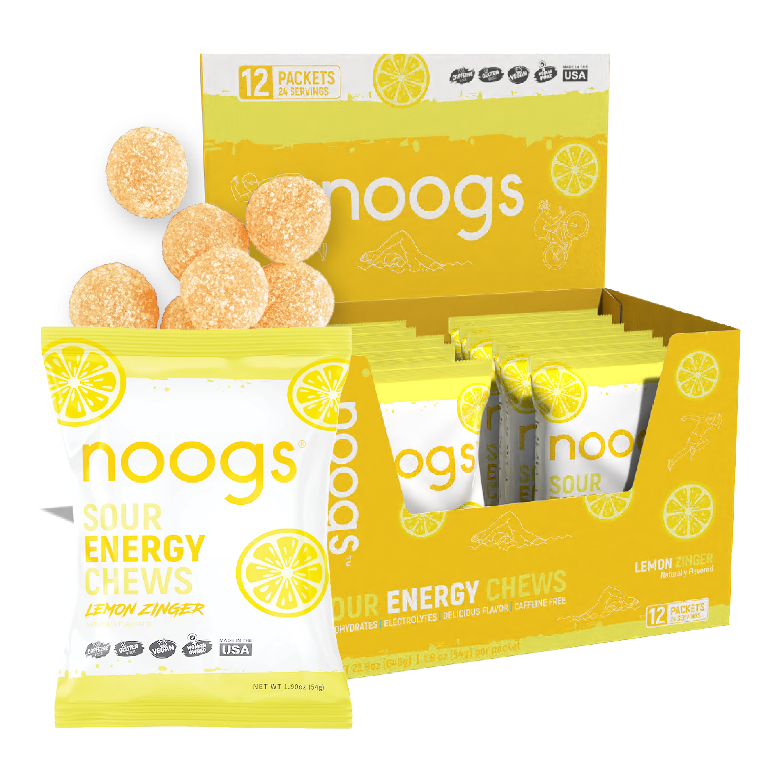 Lemon Zinger Sour Energy Chews (12 bags, 24 servings) - PSC