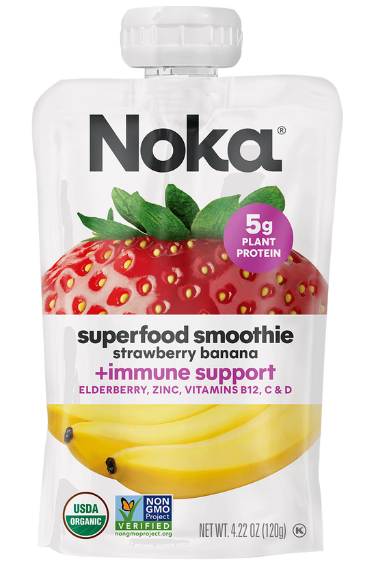 Noka Organic Strawberry Banana Superfood Smoothie + Immune Support — 12 Pack