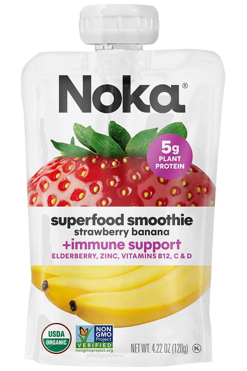 Noka Strawberry Banana Superfood Smoothie + Immune Support 12 Pack