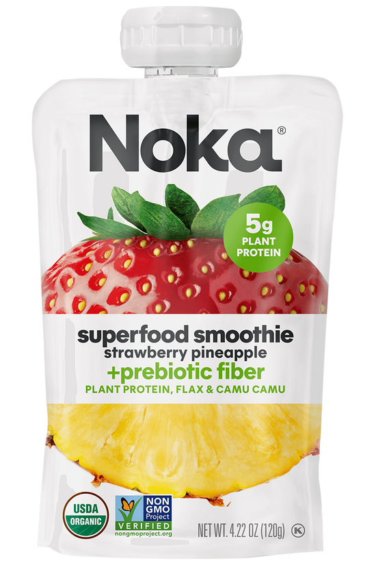 Noka Organic Strawberry Pineapple Superfood Smoothie + Prebiotic Fiber — 12 Pack