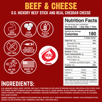 Righteous Felon O.G. Hickory Beef & Cheddar Cheese Stick 1.75oz Caddy Master 60ct (6/10ct)