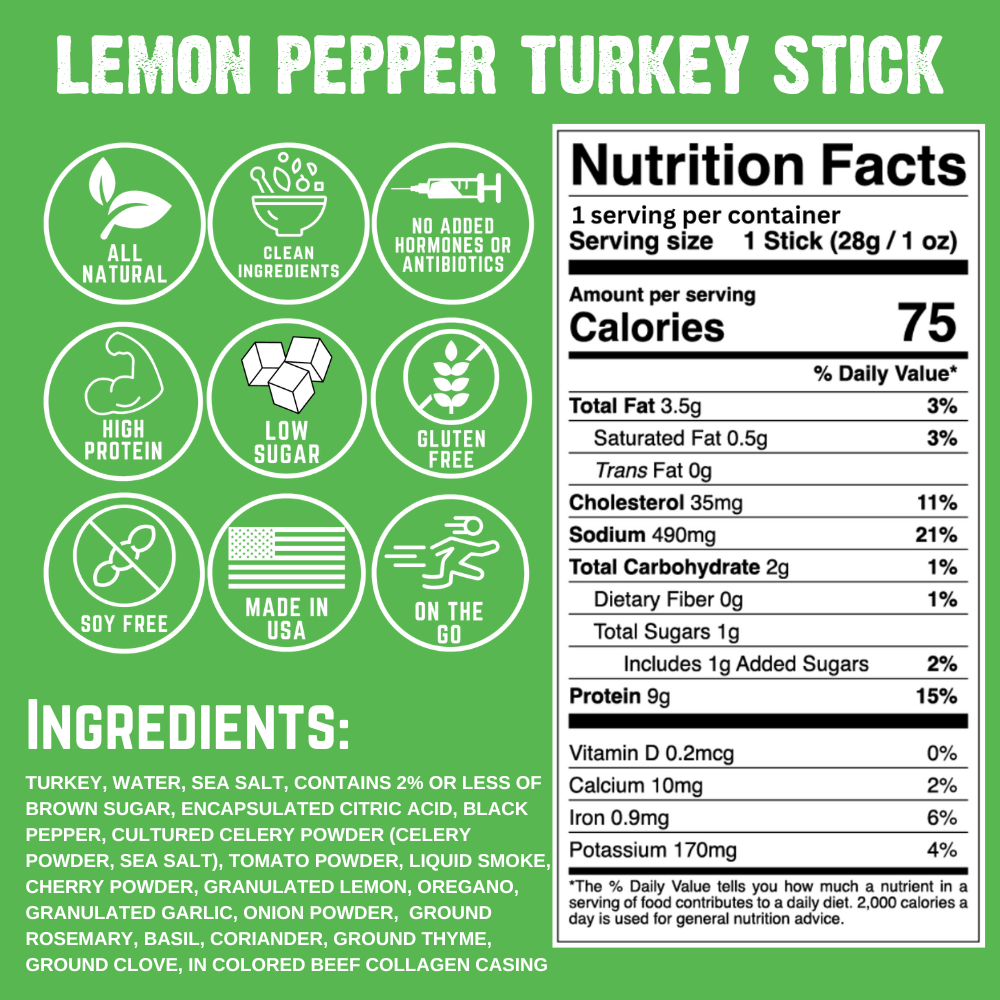 Righteous Felon Lemon Pepper Turkey Stick 1oz Master Case 144ct (6/24ct)