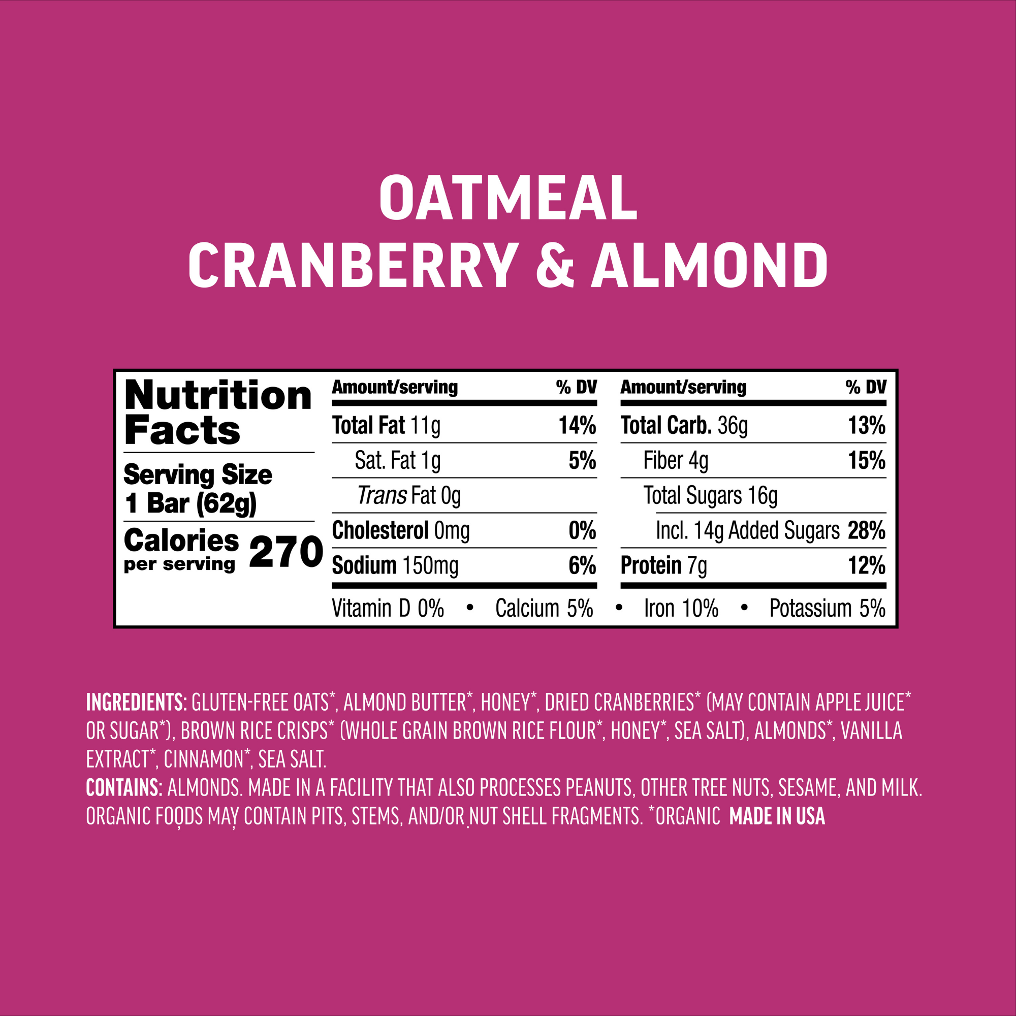 Oatmeal Cranberry & Almond Bars
