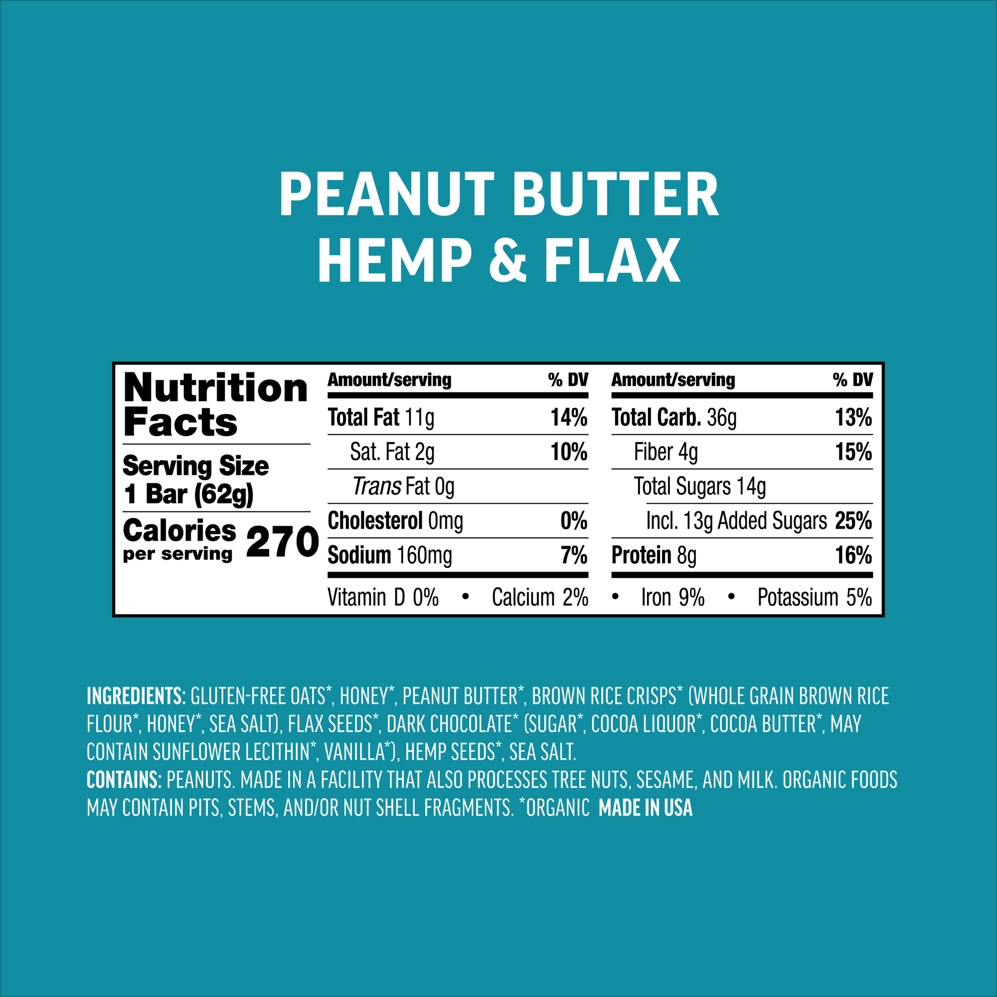 Peanut Butter Hemp & Flax Bars