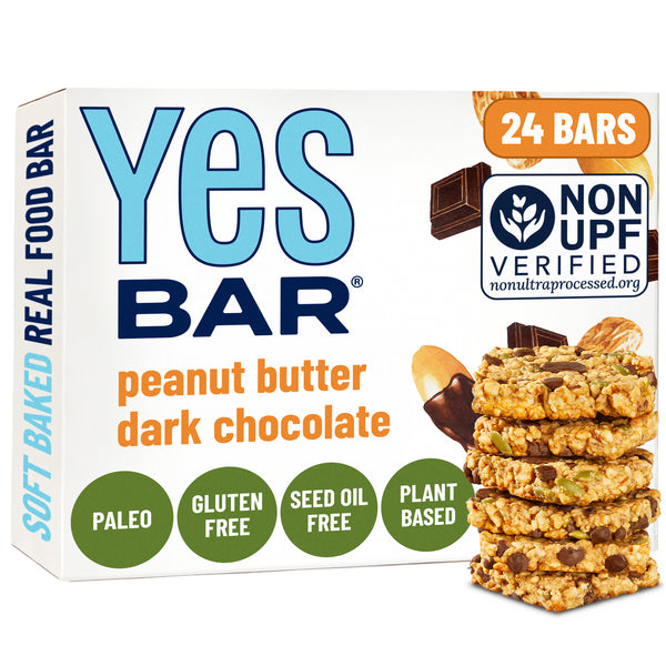 YES BAR Peanut Butter Dark Chocolate - The Clean Fuel Bar Athletes Crave (24 Pack)