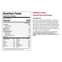 Perfect Bar Chocolate Chip Cookie Dough nutrition facts and ingredients