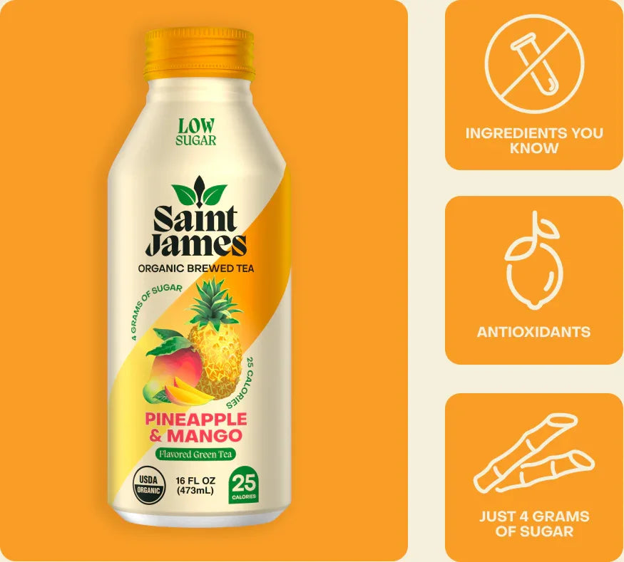 Saint James Pineapple & Mango Green Tea (12 Count)