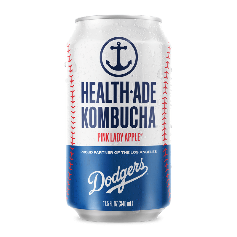 Health-Ade Pink Lady Apple Kombucha 11.5oz LA Dodgers can, front