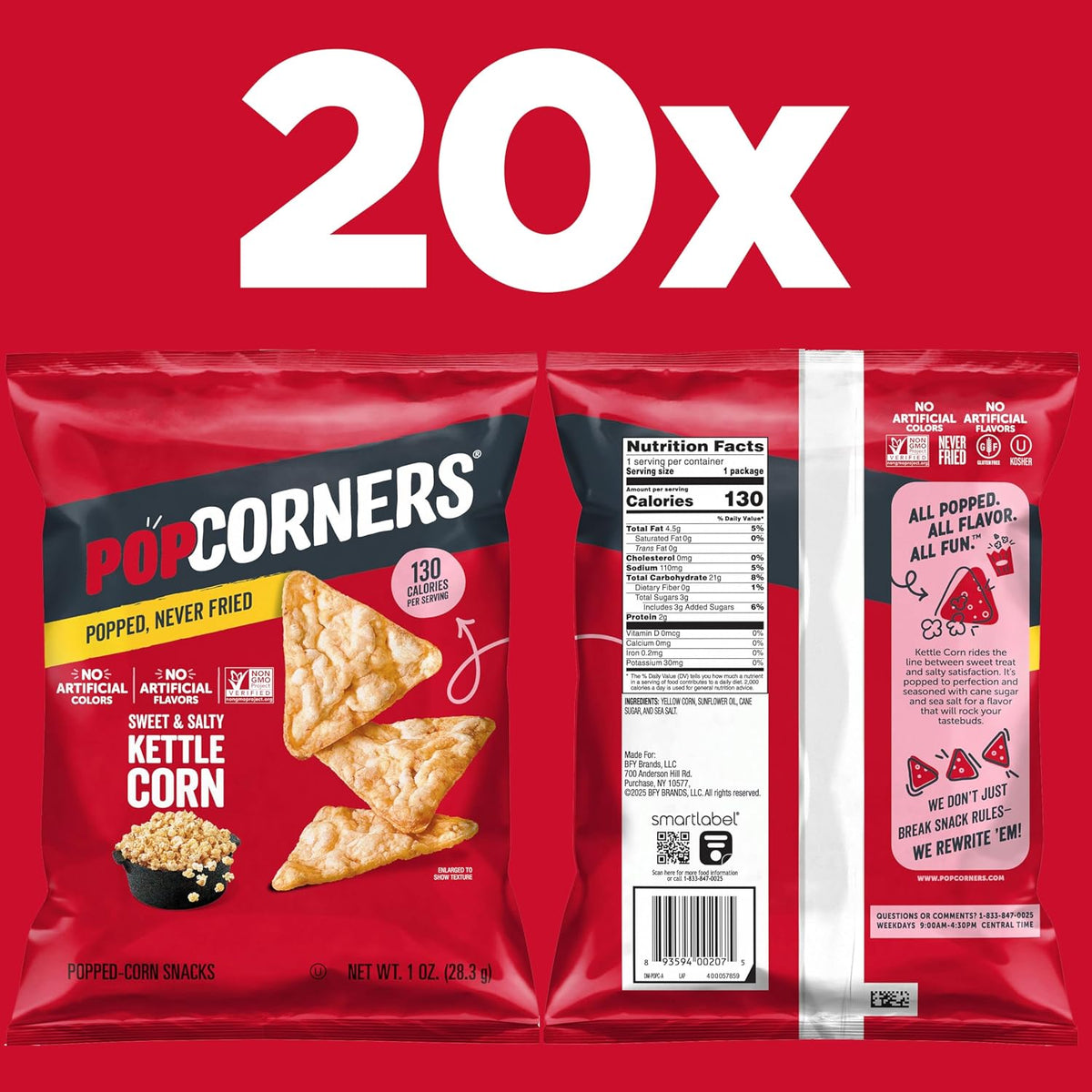 PopCorners Kettle Corn Popped Corn Snacks 1oz (20ct)
