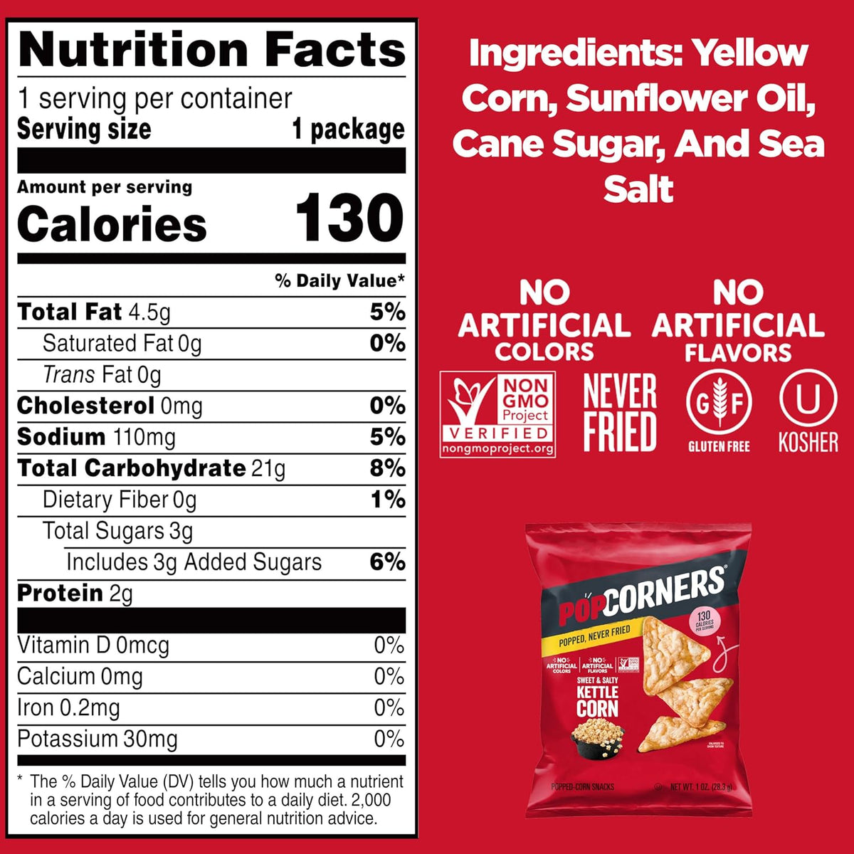 PopCorners Kettle Corn nutrition facts