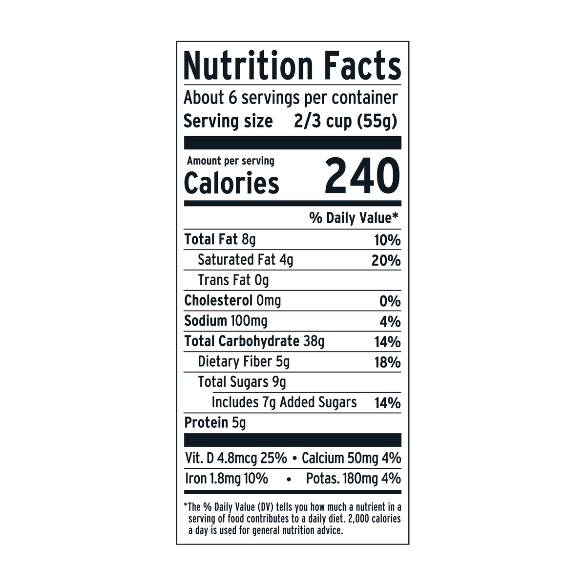 Purely Elizabeth Vanilla Blueberry Almond Cereal Nutrition Facts
