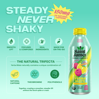 Raspberry Lemon Yerba Mate - 150 mg Caffeine, 12 Bottles