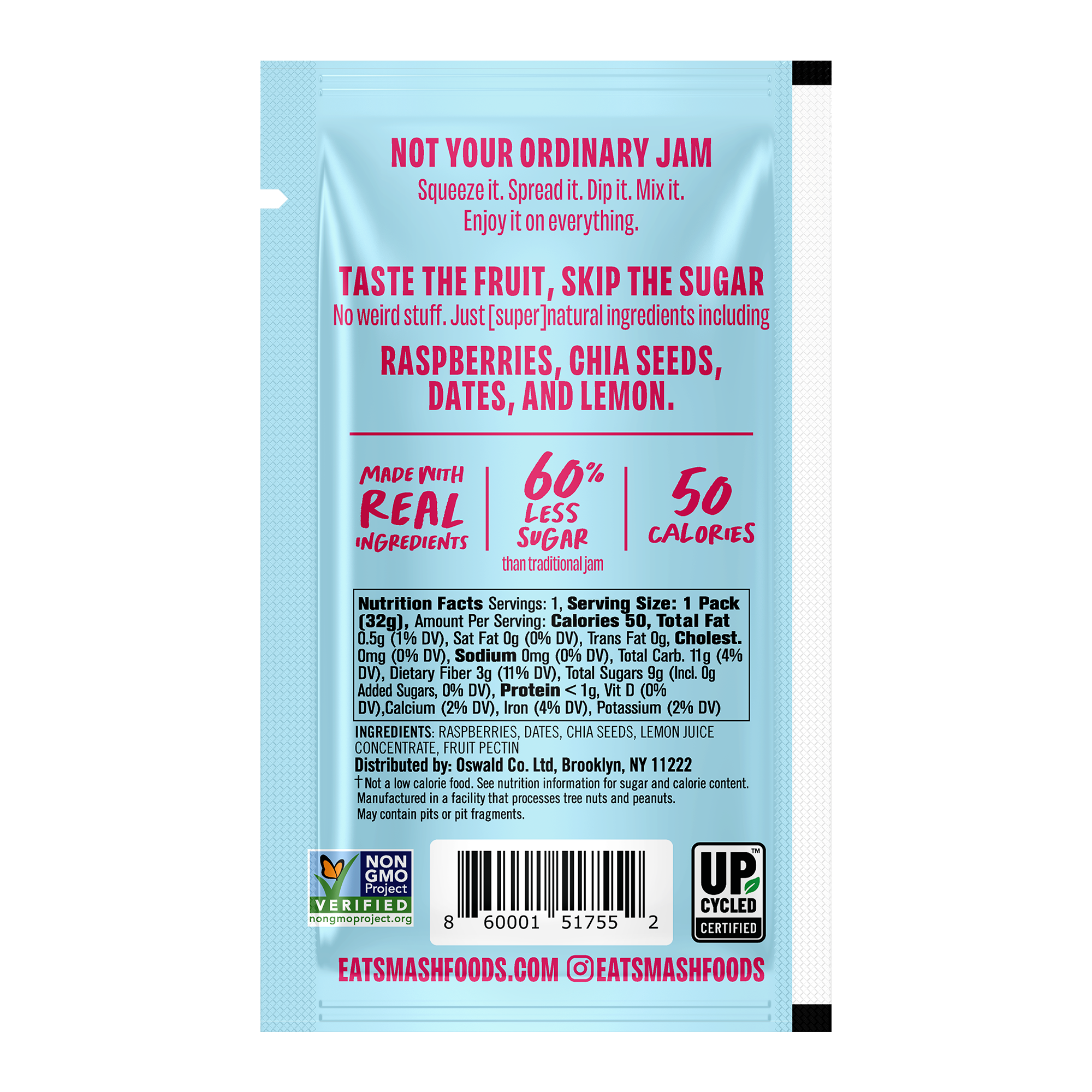 Raspberry Superfood Fruit Spread Single Serve | Box of 60