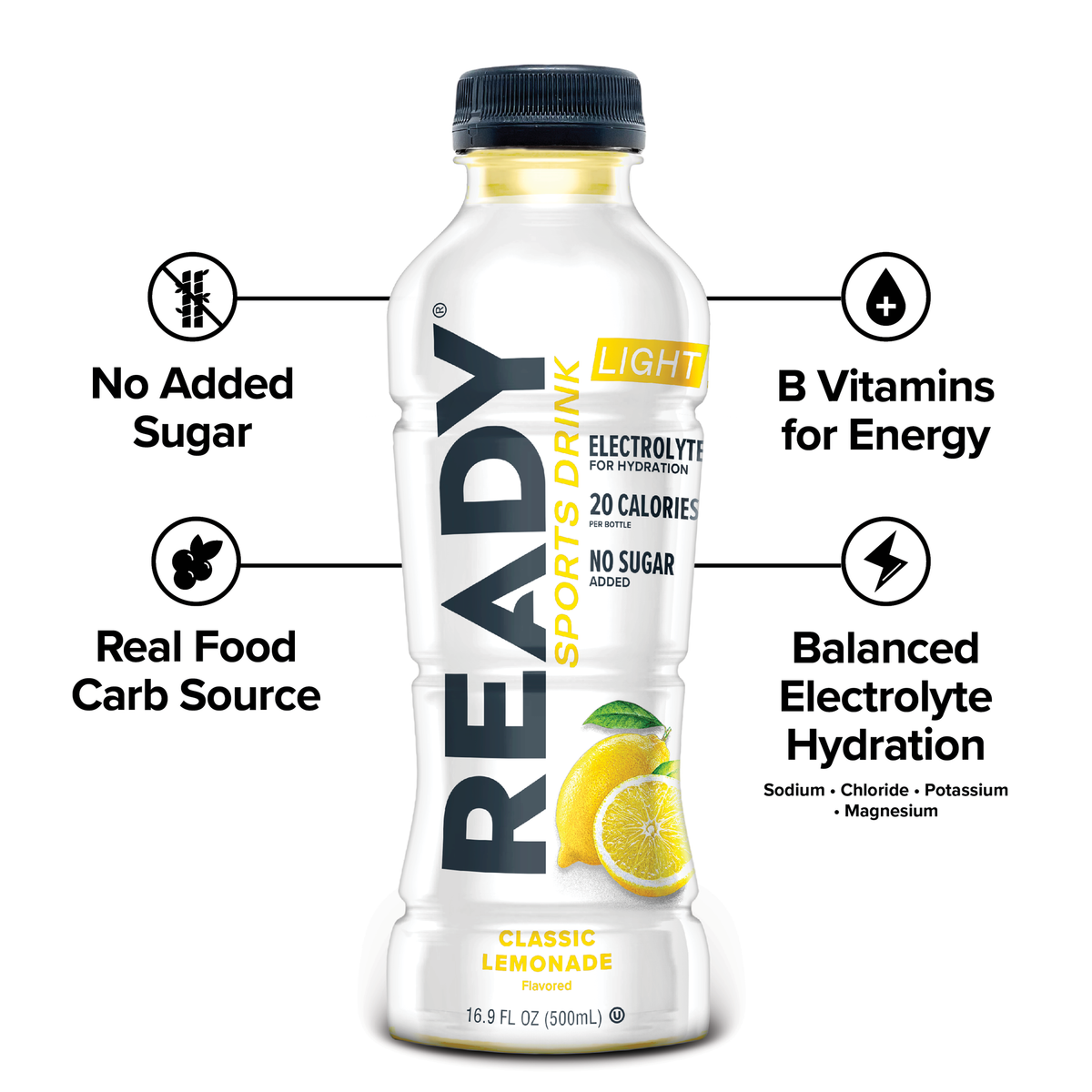 Ready Sports Drink Light - Classic Lemonade (12 x 16.9oz)