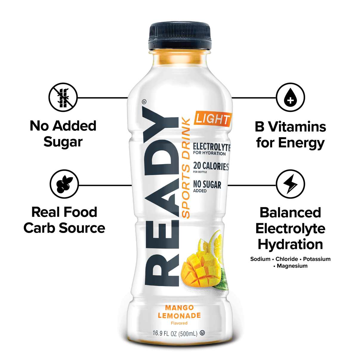Ready Sports Drink Light - Mango Lemonade (12 x 16.9oz)