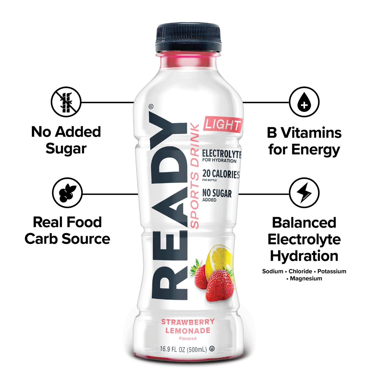 Ready Sports Drink Light - Strawberry Lemonade (12 x 16.9oz)