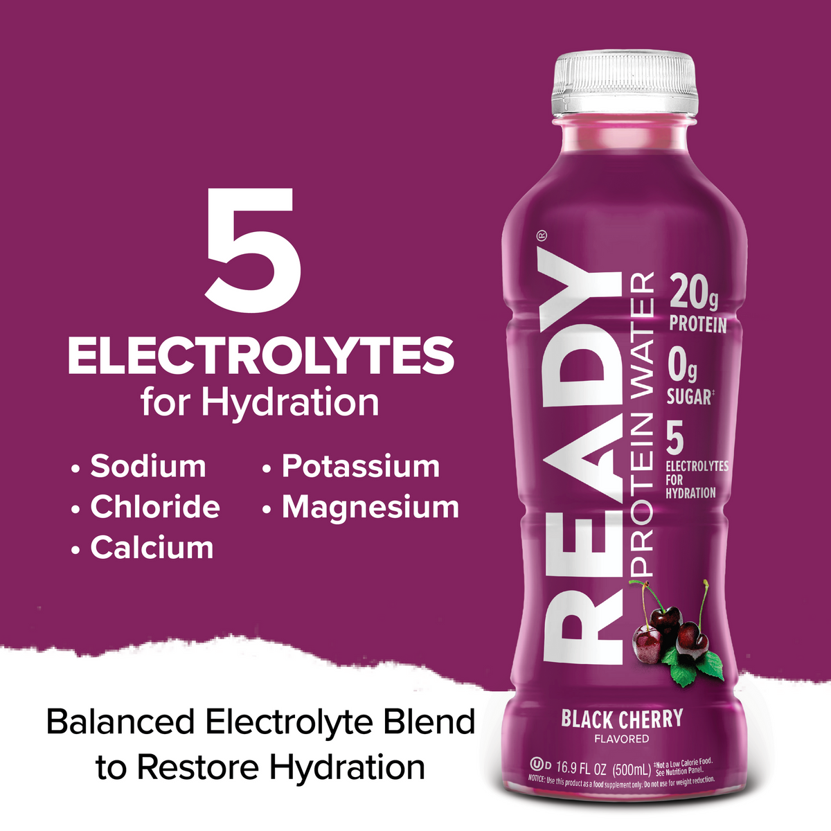 Ready Clear Protein Water 20g - Black Cherry (12 x 16.9oz)