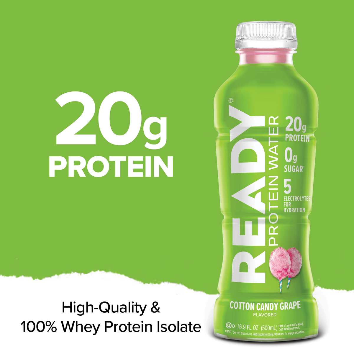 Ready Clear Protein Water 20g - Cotton Candy Grape (12 x 16.9oz)