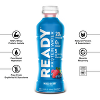 Ready Clear Protein Water 20g - Mixed Berry (12 x 16.9oz)
