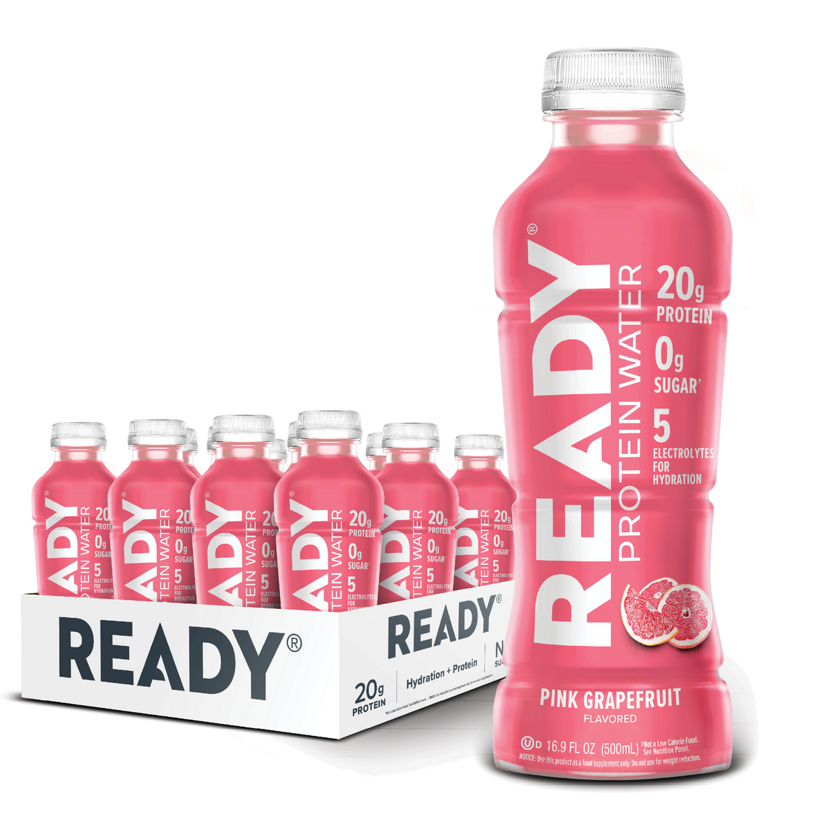 Ready Clear Protein Water 20g - Pink Grapefruit (12 x 16.9oz)