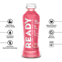 Ready Clear Protein Water 20g - Pink Grapefruit (12 x 16.9oz)