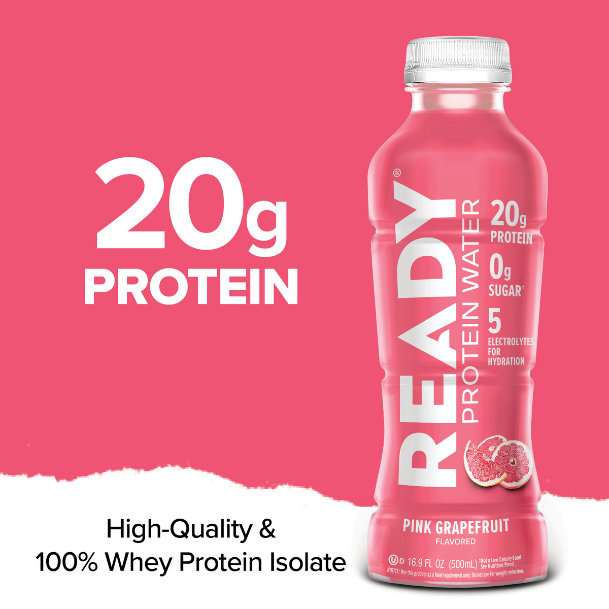Ready Clear Protein Water 20g - Pink Grapefruit (12 x 16.9oz)