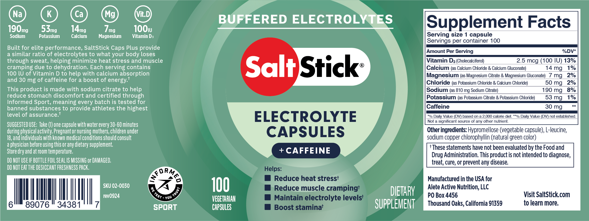 SaltStick Caps Plus + Caffeine