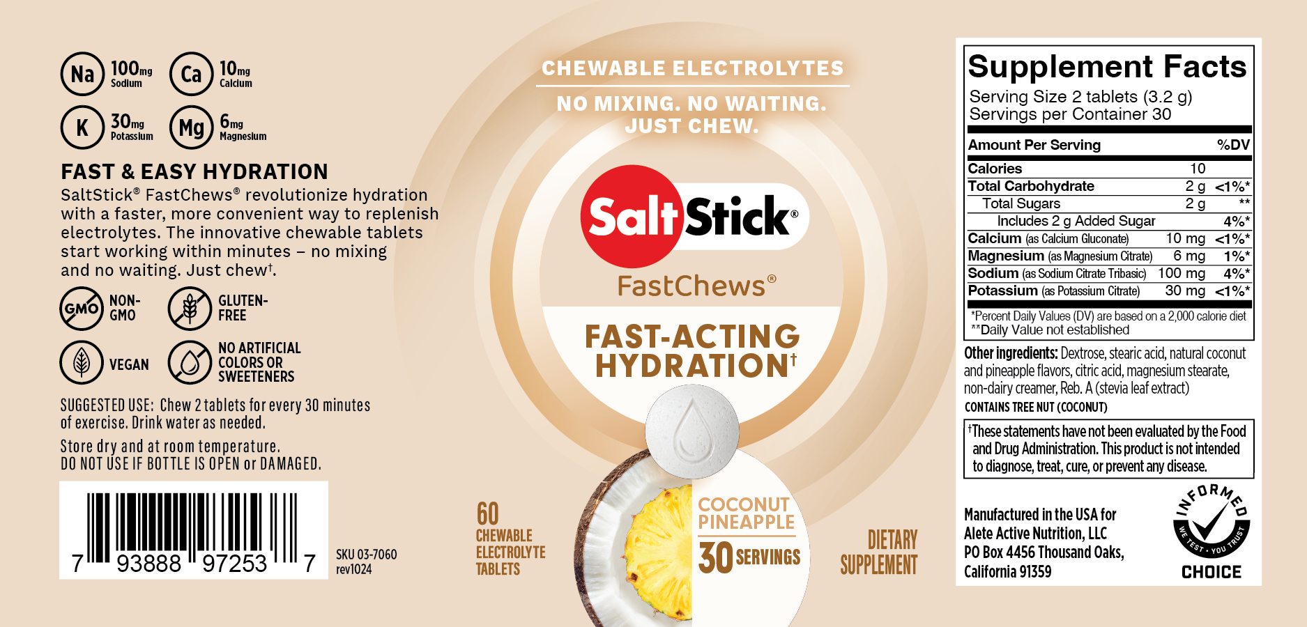 SaltStick FastChews Coconut Pineapple