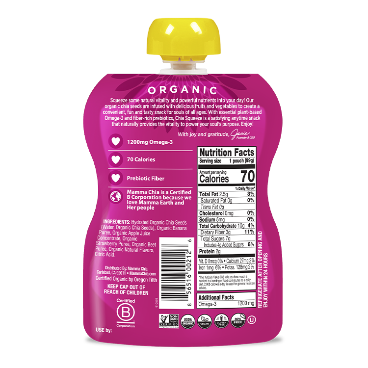 Strawberry Banana Organic Chia Squeeze
