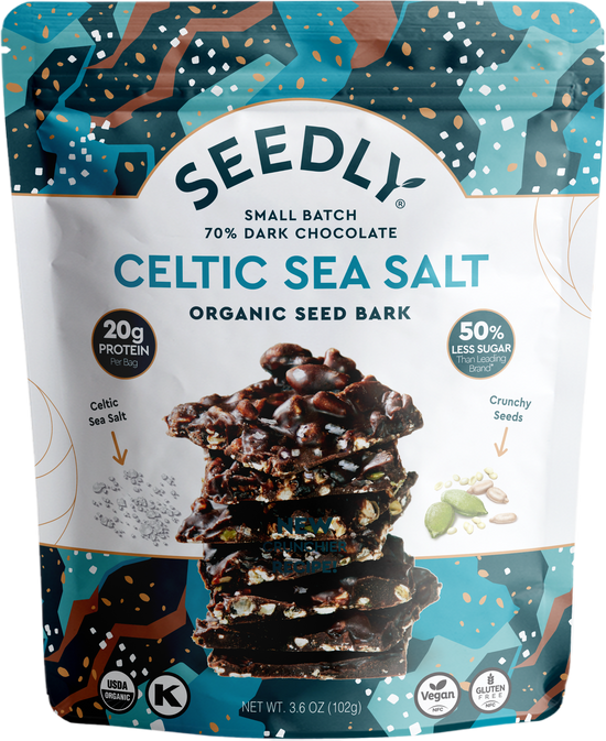 SEEDLY, Celtic Sea Salt, Dark Chocolate Bark, 3.6 Oz.