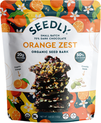 SEEDLY, Orange Zest, Dark Chocolate Bark, 3.6