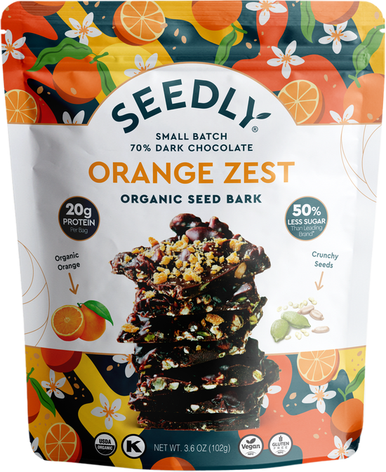 SEEDLY, Orange Zest, Dark Chocolate Bark, 3.6