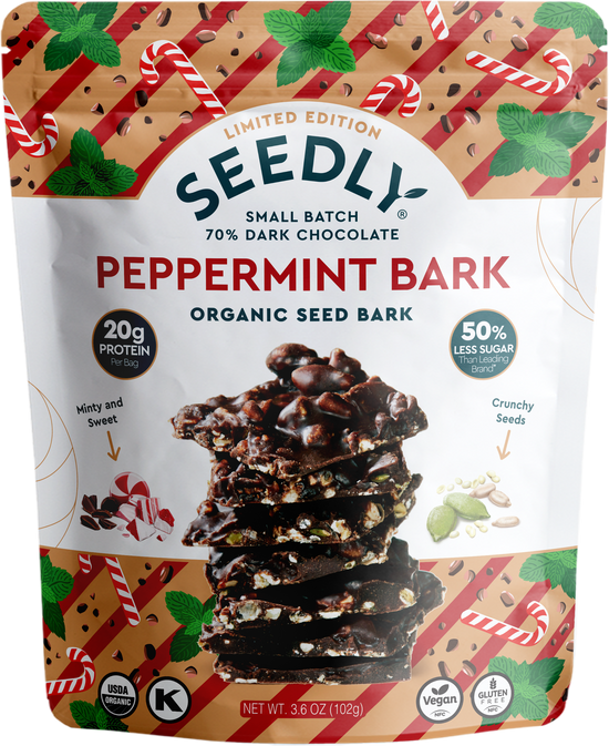 SEEDLY, Peppermint, Dark Chocolate Bark, 3.6 Oz.