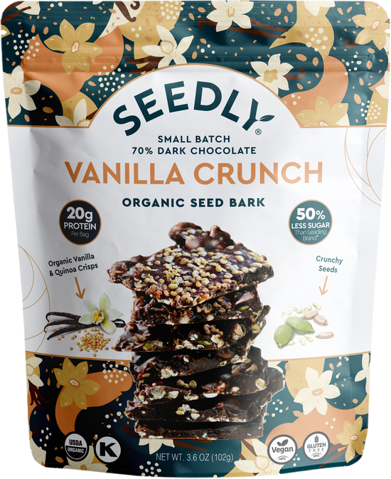 SEEDLY, Vanilla Quinoa Crunch, Dark Chocolate Bark, 3.6 Oz.